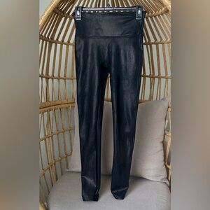 Spanx Faux Leather Leggings Black Size Medium High Rise Sculpting Stretch Pants
